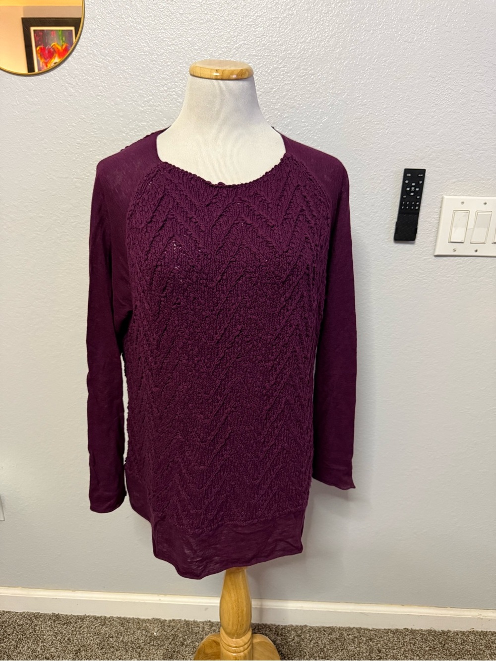 Soft Surroundings Deep Plum Textured Knit Pullover